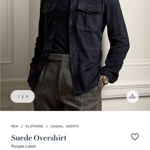 Ralph Lauren Purple Label Mens navy suede overshirt